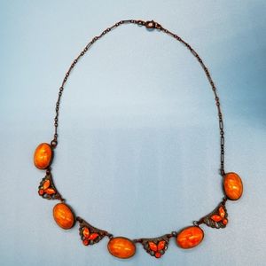 Antique Necklace enamel and yellow stones.